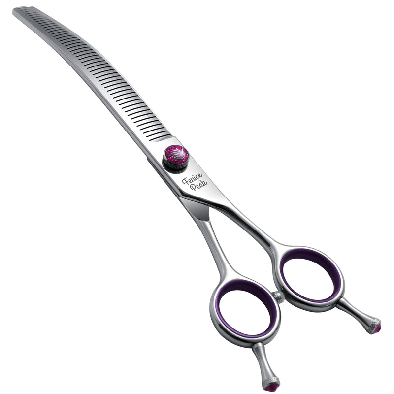 Fenice Peak 6.5'' Fluffy Dog Grooming Scissors Professional 440C Curved Thinning Shears 55% Thinning Rate and 30°Curved Sharp and Durable with Decorative Screws & Tails 6.5'' - PawsPlanet Australia