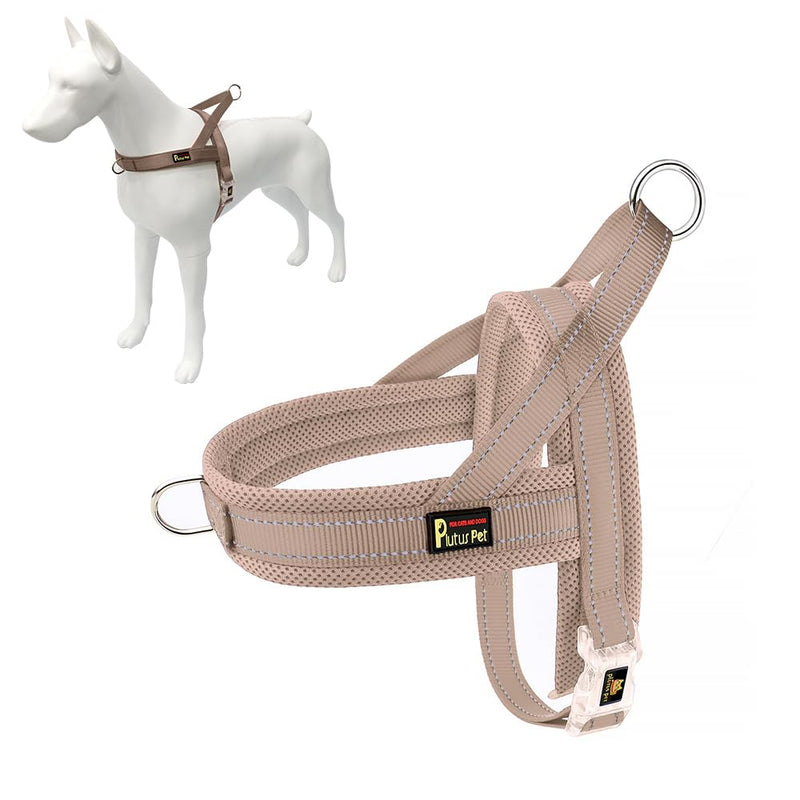 Plutus Pet No Pull Dog Harness with Breathable Mesh Padded, Adjustable Reflective Escape Proof Dog Harness, Quick Fit Dog Vest Harness for Small Medium Large Dogs(M, Beige) M: chest 19.7"-25.2" - PawsPlanet Australia