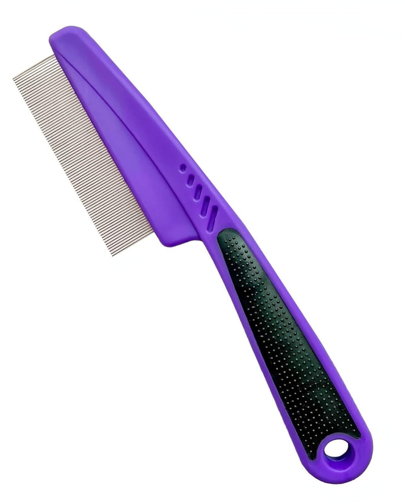 Flea Comb with Rubber Handle, Flea and Tick Comb for Dogs & Cats, Fine Tooth Dog Comb for Grooming (Purple) - PawsPlanet Australia