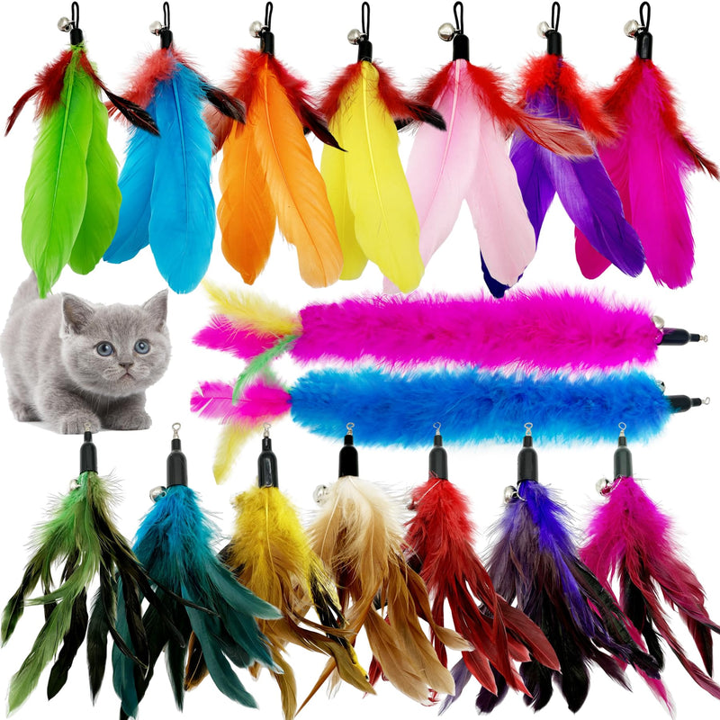 Cat Feather Toys Refill Cat Wand Replacement Feathers, 16 PCS Cat Toy Feather Refills, Cat Wand Attachments Feathers for Cat Toys 16PCS Cat Feather Toy Refills - PawsPlanet Australia