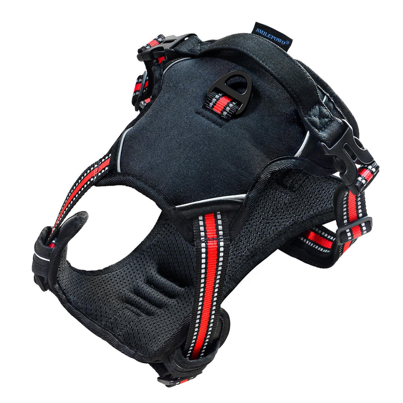 SmilePowo No-Pull Dog Harness Pet Harness Adjustable Outdoor Pet Vest Oxford Material Reflective Vest for Dogs Easy Control for Medium Large black - PawsPlanet Australia