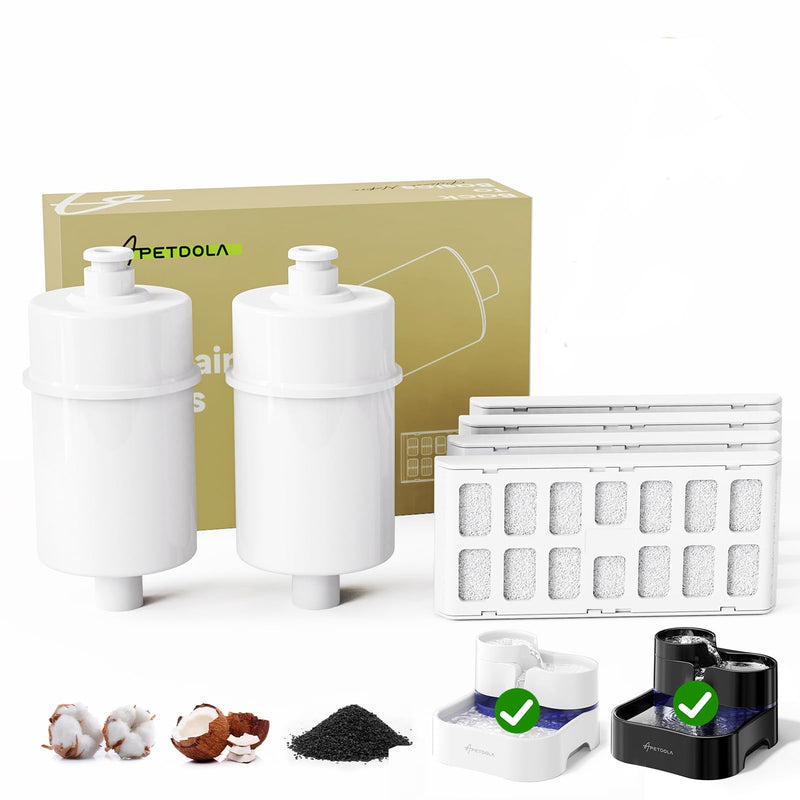 Dog Water Fountain Filter,2 Pack Ultra Reach Human Drinking Grade for Cat Fountain 101 fl oz, Replacement Filters with 4 Pack Activated Carbon Filters, Lifespan Up to 90 Days - PawsPlanet Australia