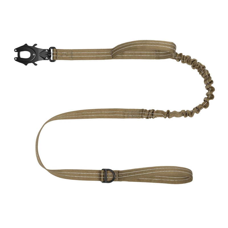 ICEFANG Tactical Dog Leash,K9 Training Walking Bungee Lead with 2 Control Handle,Heavy Duty Quick Release Metal Clasp,Hands Free D-Ring for Medium Large Dogs (4ft,Reflective Brown) 4 FT Reflective Brown - PawsPlanet Australia