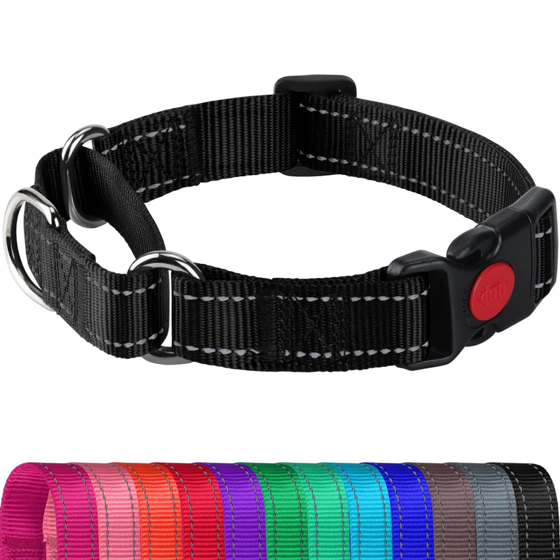Joytale Martingale Collar for Dogs, Reflective Heavy Duty Dog Collar for Safety, Quick Release Buckle, Adjustable Nylon Collars for Puppy Dogs Walking Training, Black,XS XS - PawsPlanet Australia