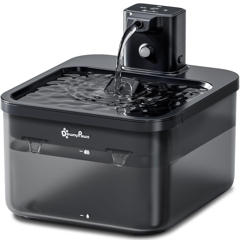 DownyPaws Cat Water Fountain Cordless, 84oz/2.5L Fursink Wireless Pet Water Fountains for Cats Indoor, Battery Operated Cat Drinking Fountain with Motion Sensor, Ultra Quiet Pump, BPA-Free, Black ABS Black - PawsPlanet Australia