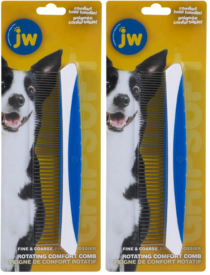 JW Pet Company 8-Inch Gripsoft Rotating Comfort Comb, Fine and Coarse (Pack of 2) 2 Pack