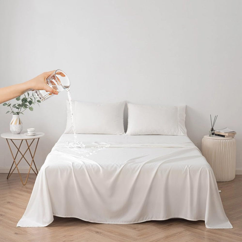 DUJUIKE Waterproof Bed Cover for Dog and Cats,Pet Hair Resistant Bed Sheet Cover, Protective Bed Liner Cover with 100% Waterproof Breathable Thin Fabric (Cal King/King 98 * 90 inch, White) Cal King/King 98*90 inch - PawsPlanet Australia