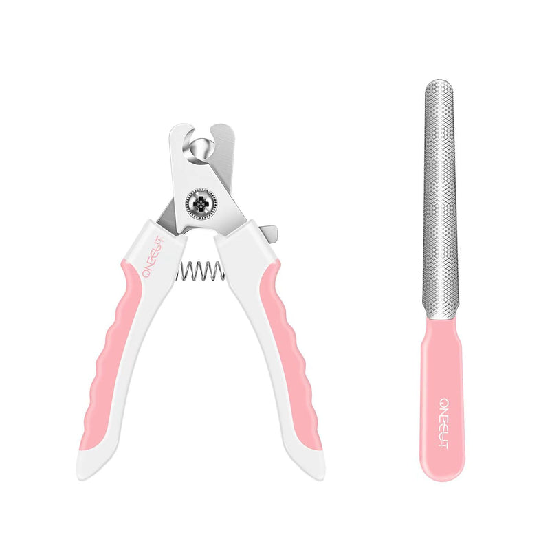 OneCut 4.7" Small Dog & Cat Nail Clipper Stainless Steel Cat Claw Trimmers for Rabbits, Guinea Pigs, Birds, Puppies, Kittens and Small Animals Pet Nail Clipper for Professional and Home Use (Pink) Pink - PawsPlanet Australia