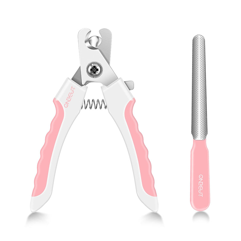 OneCut 6" Dog Nail Clippers for Small, Medium and Large Breed Professional Pet Nail Trimmers -Suitable for Cats, Rabbits and Guinea Pigs with Safety Guard to Avoid Over Cutting (Pink) Pink - PawsPlanet Australia