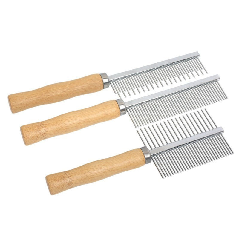 Professional Metal Dog Grooming Comb | 3 PCS Wooden Handled Pet Comb for Dogs and Cats | Removes Tangles, Dematting, Detangling | Great for Matted Hair - PawsPlanet Australia