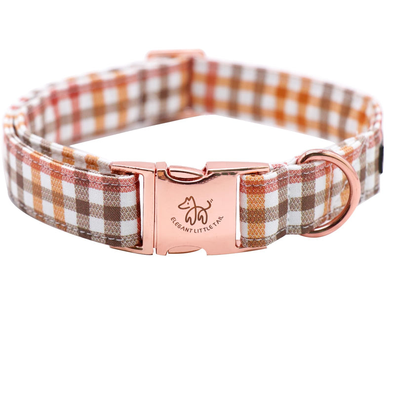 Elegant little tail Fall Dog Collar, Autumn Pet Collar Durable Yellow Plaid Dog Collars Male or Female Holiday Pet Gift Adjustable Dog Collar for Medium Dogs Medium (Pack of 1) - PawsPlanet Australia