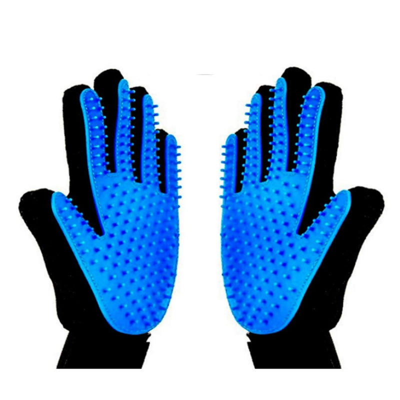 2PCS Pet Grooming Glove, Dog Brush Glove, Gentle Deshedding Brush Glove,Mess-Free Grooming Efficient Pets Hair Remover Mittens Washing Gloves for Short and Long Hair Dogs & Horses & Cats (Blue) - PawsPlanet Australia