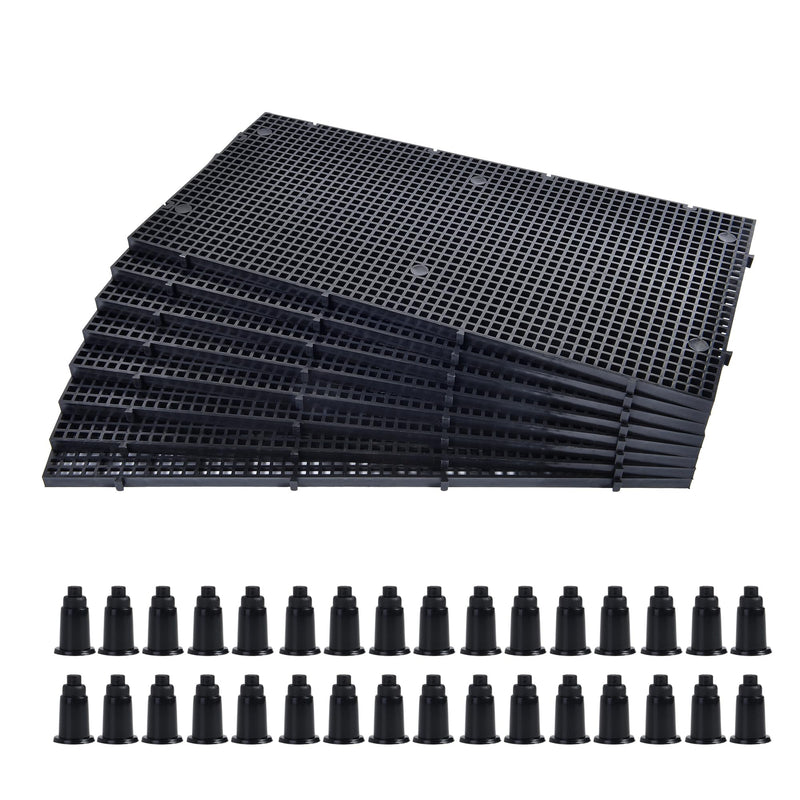 ALEGI Plastic Grid Divider Tray Egg Crate Louvre Aquarium Fish Tank Bottom Isolation with Bracket (8pcs Black) 8pcs Black - PawsPlanet Australia