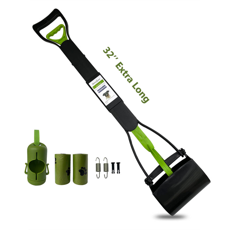 32" Pooper Scooper for Large Medium Small Dogs with Bag Attachment, Extra Long Handle Heavy Duty with 30 Dog Poop Bags & 1 Dispenser Poop Scoop, Foldable Dog Poop Picker Upper for Yard - PawsPlanet Australia
