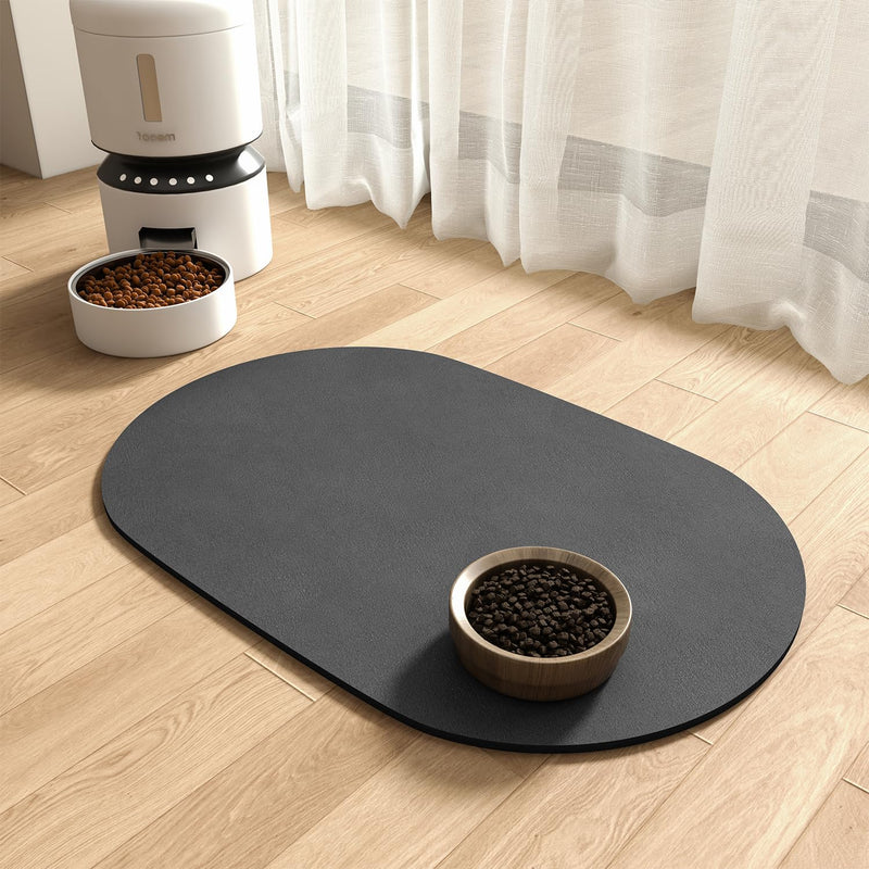 Absorbent Dog Food Mat-Dog Mat for Food and Water Bowl, Quick Dry Pet Food Mat, No Stains Dog Feeding mat, Dog Accessories Pet Supplies Mat-Dog Water Bowl Mat for Messy Drinkers 12"X19" DARKGREY - PawsPlanet Australia