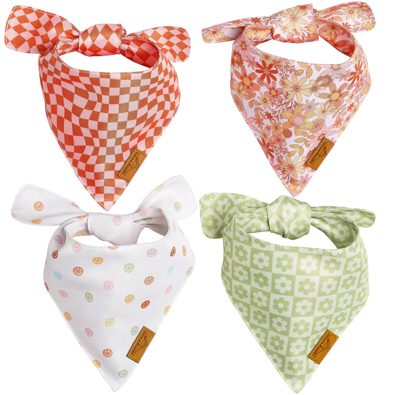 Remy+Roo Extra Large Spring Dog Bandanas - 4 Pack Daisy Set | Premium Durable Adjustable Polyester Fabric | Patented Shape Girl Dog Bandana, Floral Dog Bandana X-Large - PawsPlanet Australia