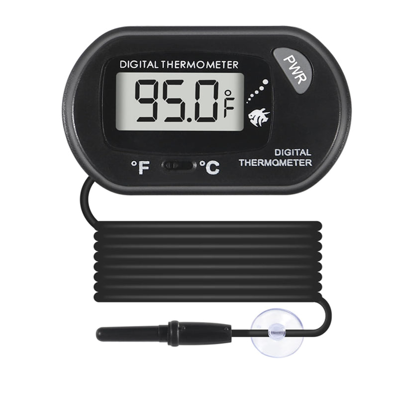 Digital Aquarium Thermometer, Water Thermometer, Fish Tank Thermometer, Reptile Thermometer Fahrenheit/Celsius(℉/℃) LCD Display with Water-Resistant Sensor Probe and Suction Cup 1 PCS - PawsPlanet Australia