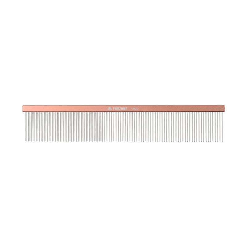 Furzone 2-in-1 Metal Comb for Dogs, Mikra Greyhound Comb (Fine & Medium), 101 Stainless Steel Pins Dog Comb, Aluminum 22cm Handle, Lightweight, Gentle Combing, Face/Head Fur Tangle Free Mikra (Fine & Medium)