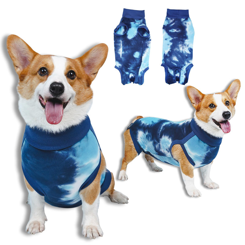 Breathable Dog Recovery Suit for Male/Female, Tie Dye Blue Dog Onesie for Abdominal Wounds, Cone E-Collar Alternative After Surgery to Anti-Licking, Professional Surgery Suit for Dogs XX-Small - PawsPlanet Australia