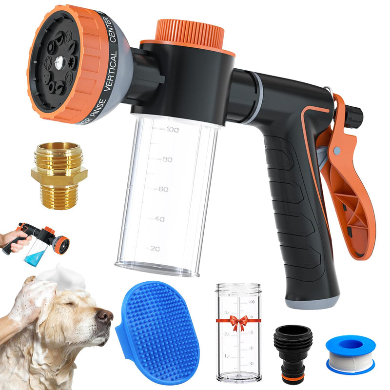 Dog Shower Attachment Sprayer Nozzles with 3/4” GHT Male x 1/2” NPT Male Connector for Garden Hose Dog Wash Sprayer with Soap Dispenser Hose Shampoo Nozzle Sprayer for Indoor Outdoor Pet Pup Dog Wash - PawsPlanet Australia