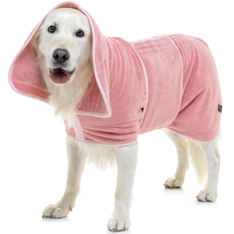 Luxurious Dog Bathrobe - Double Layer Dog Robe - Dog Drying Coat Dries Your Dog in Minutes, Super Absorbent Dog Bath Towel & Ultra Soft Dog Bath Robe in 1 Dog Towel Robe (M, Dusty Pink) M - PawsPlanet Australia