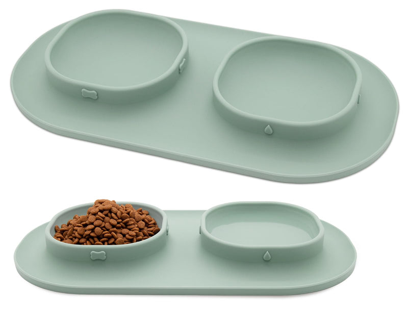 Dog Food Bowls Pet Bowls & Dog Water Bowls with No-Spill and Non-Skid, Feeder Bowls with Dog Bowl Mat for Small Medium Large Size Dogs Cats Puppy Pets, Dog Dishes (Green) Green - PawsPlanet Australia