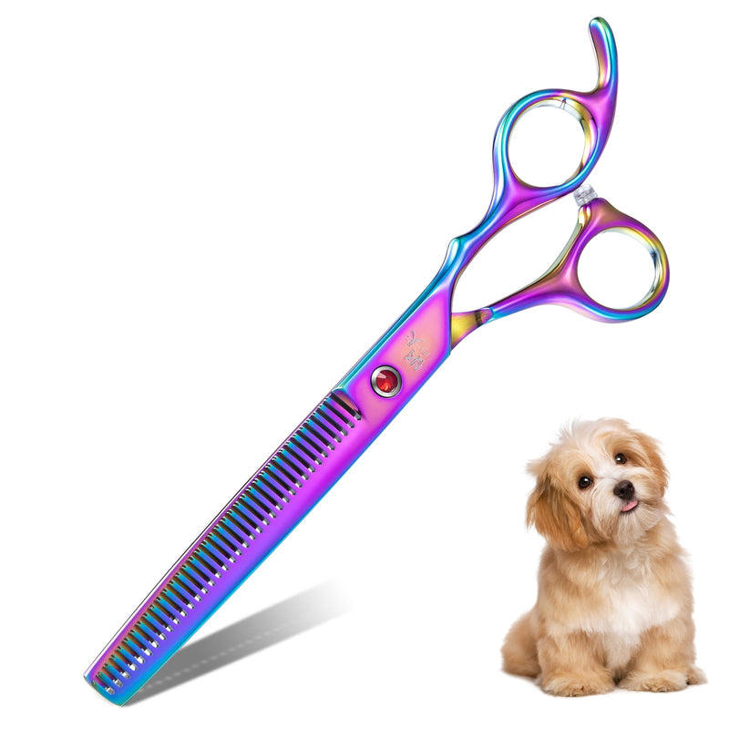 7" Dog Thinning Shears for Grooming, Multicolour Texturizing Scissors for Medium and Big Pets Japanese Stainless Steel 440C Sharp and Sturdy Grooming Shears for Novice and Professional Groomers Thinning scissors - PawsPlanet Australia