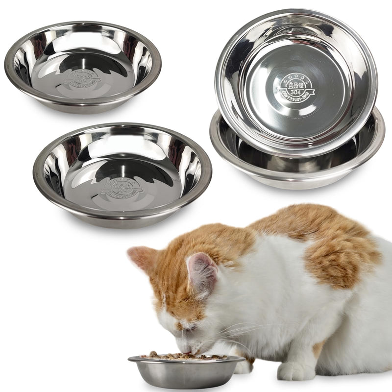 4 Pcs Stainless Steel Cat Bowls,5.5 Inches Metal Cat Bowl, Cat Food Bowls for Indoor Cats, Whisker Fatigue Cat Bowl, Shallow Cat Food Dish, Kitten Food Bowl, Elevated Food Bowls for Cats 5.5 inches - PawsPlanet Australia