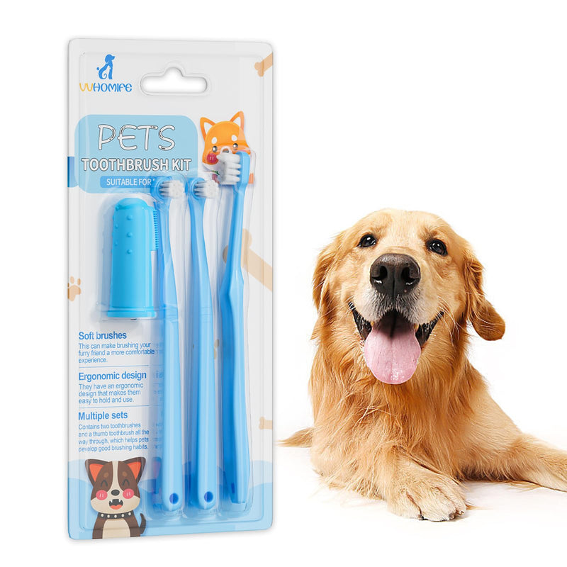 Dog Tooth Brushing Kit Achieve Optimal Dog Dental Care with The Premium Dog Toothbrush Set - Healthy Teeth, Fresh Breath, and Easy Cleaning-blue-5pcs 5 - PawsPlanet Australia