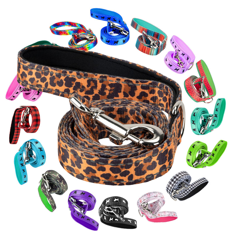 EcoBark Dog Leash - Soft & Reflective Comfort Leash with Padded Handle - Safe, Strong. & Durable for Small, Medium or Large Dogs (Cheetah) 6 ft x 1 in - Standard Width Cheetah - PawsPlanet Australia