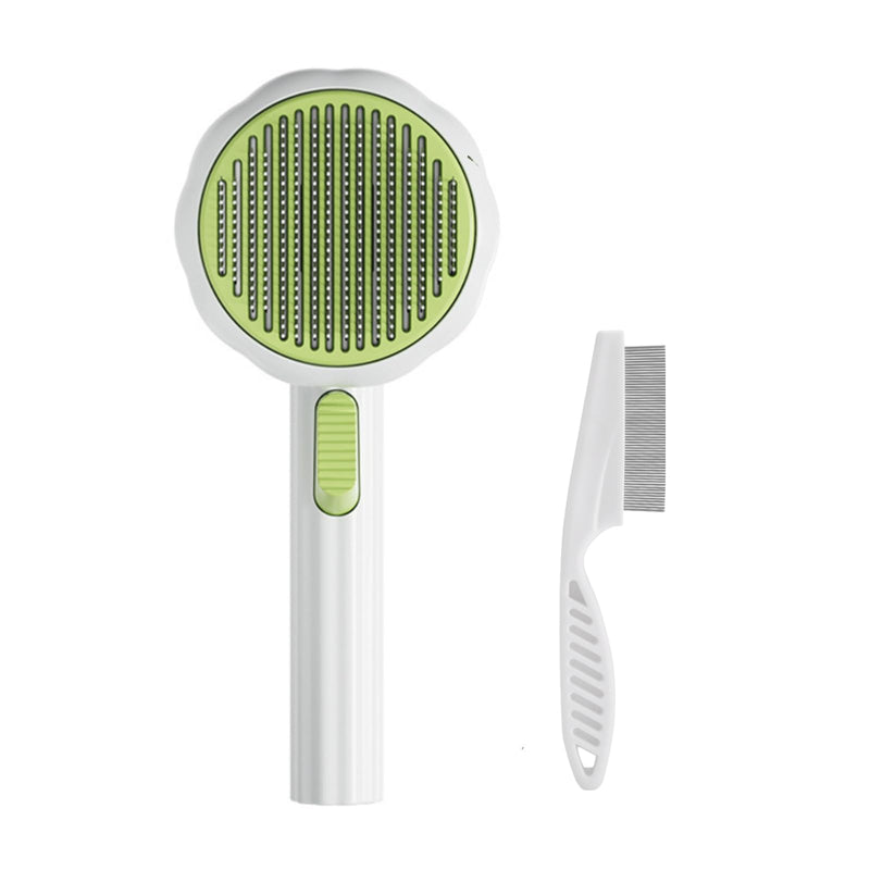 Pet Grooming Tool - Brush with Release Button for Detangling Long and Short Hair, Removing Fur Knots, Shedding, and Fleas on Dogs and Cats Green - PawsPlanet Australia