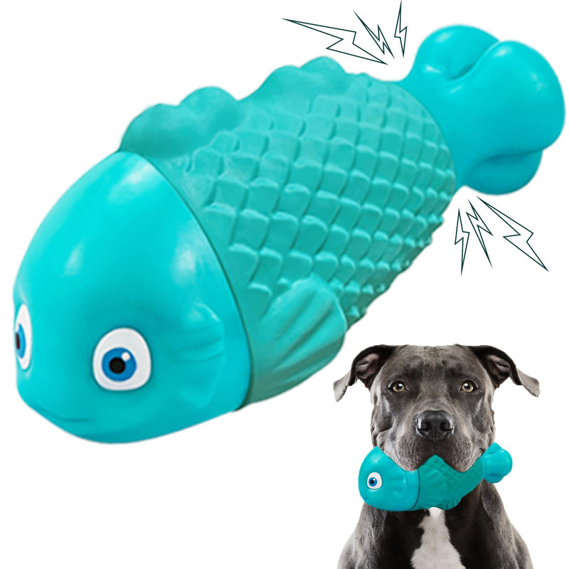 Dog Chew Toys for Aggressive Chewers, Indestructible Dog Toys for Aggressive Chewers, Tough Dog Toys for Large Dogs, Squeaky Dog Toys, Strong Dog Toys, Super Chewer, Heavy Duty Cyan NylonFish - PawsPlanet Australia