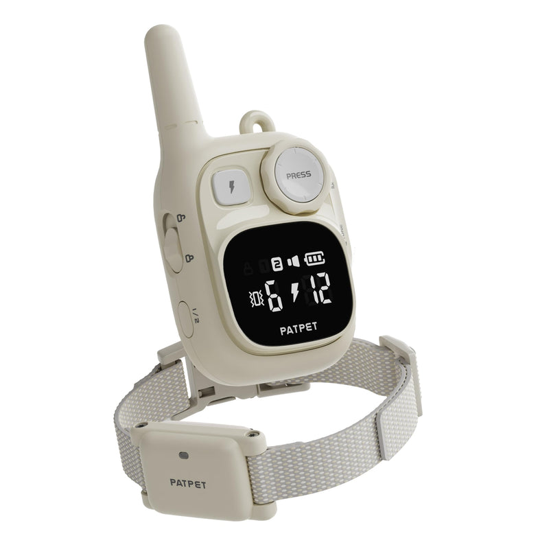 PATPET Dog Training Collar - IPX7 Waterproof Shock Collar for 5-100lbs Small Medium Large Dogs Cats Rechargeable Training Collar with 3 Safe Modes Beige One Collar - PawsPlanet Australia