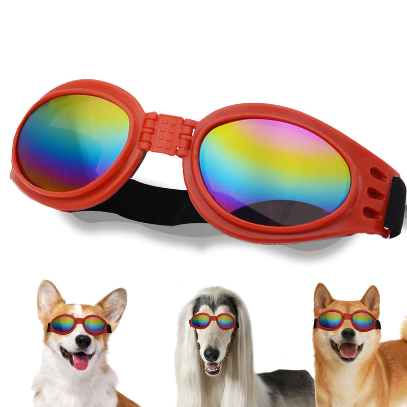 Dog Goggles, Pet Glasses UV Protection,Goggles with Adjustable Strap for Small Size Dogs,Summer Pet Decoration(Red Frame) Red Frame - PawsPlanet Australia