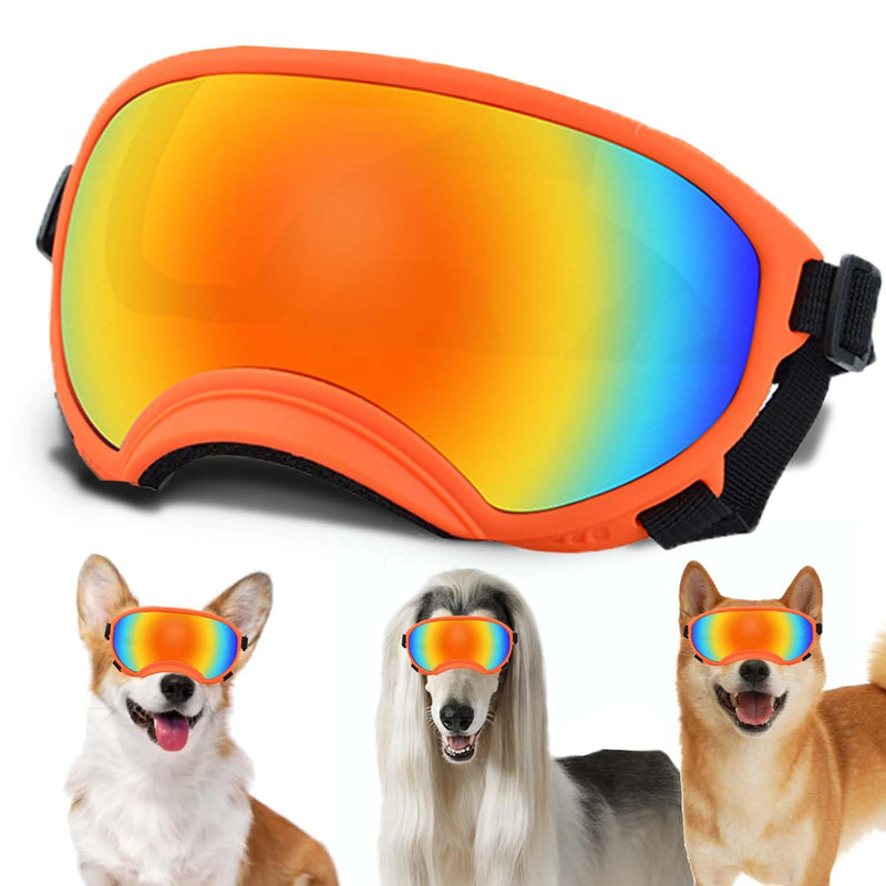 Medium Dog Sunglasses with Adjustable Strap UV Protection, Winproof Dog Puppy Sunglasses, Suitable for Medium Dog Pet Glasses, Dogs Eyes Protection,Soft Dog Goggles Orange Frame&Colours Lens - PawsPlanet Australia