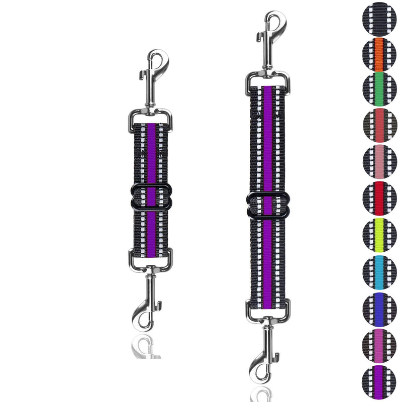Prong Collar Safety Clip,Dog Safety Clip Dog Harness Connector, Adjustable Reflective Nylon Backup LeashClip Harness Leash Connector Backup Clasp (Thickening Purple)