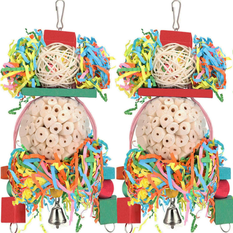 BBjinronjy Bird Toys,2PCS Hanging Natural Soft Sola Ball Beak Chew Shred Forage Toys for Parrots,Cockatiel,Conure,Love Birds,Parakeets,Budgie and Other Small Birds M 2PCS A - PawsPlanet Australia