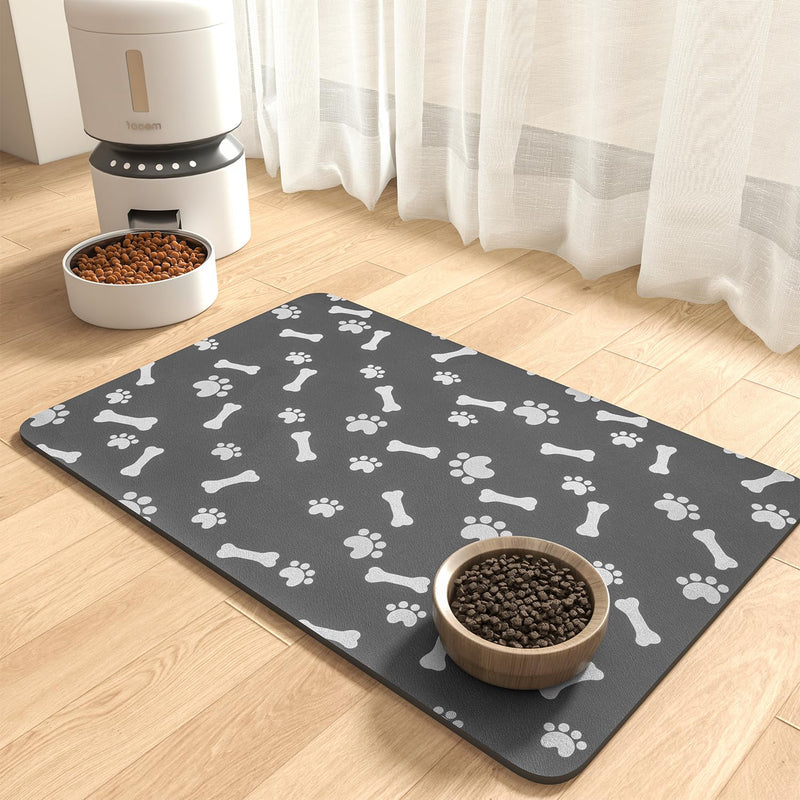 Pet Feeding Mat-Absorbent Dog Food Mat-Dog Mat for Food and Water-No Stains Quick Dry Dog Water Dispenser Mat-Pet Supplies-Dog Placemat Dog Water Bowl for Messy Drinkers 12"X19" Dark Grey 12"X19" - PawsPlanet Australia