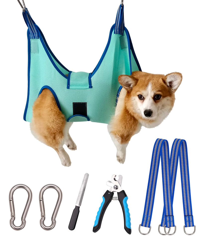 Dog Grooming Hammock,Medium - Large Hanging Harness Holder for Nail Clipping,Nail Trimming Hammock for Pet,Grooming Sling Hanger Restraint for Claw Care Large 42 LB Max/Turquoise - PawsPlanet Australia