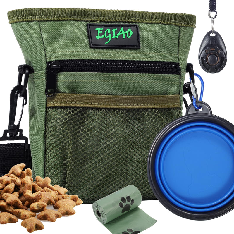 Dog Treat Pouch 2.0, Treat Pouches for Pet Training,Built-in Poop Bag Dispenser,Waist Belt Clip, Puppy Treat Pouch with Magnetic Closure - Green - PawsPlanet Australia
