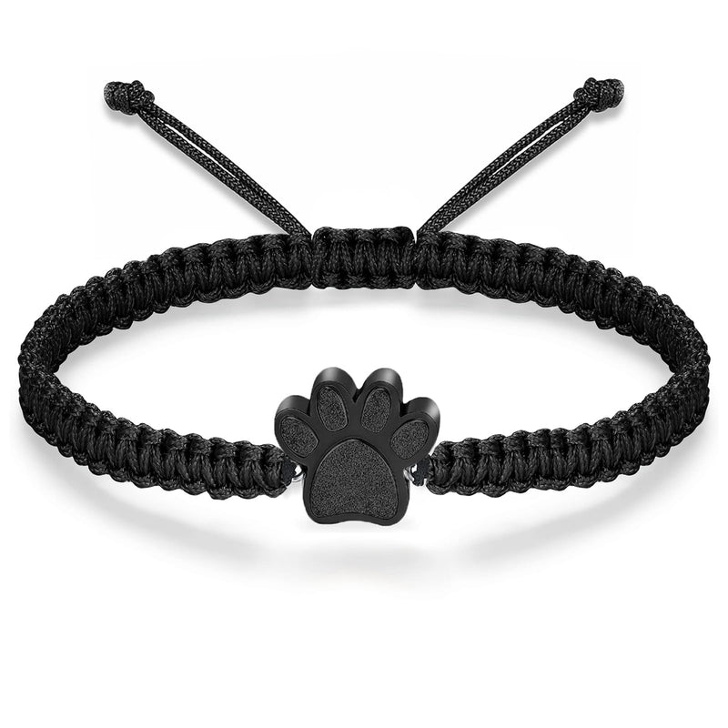 RIPFEVURN Cremation Jewelry Urn Bracelet for Ashes for Women Men of Loved Ones Cat Dog Paw Keepsake Memorial Rope Bracelet Black - PawsPlanet Australia