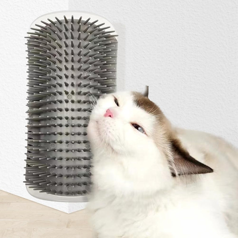 Cat Self Groomer Wall Corner Massage Comb Grooming Brush Soft Rubber Bristles Kitten Massager Tool Fit for Flat Wall Corner Cage and Hand Hold (Gray) Gray - PawsPlanet Australia