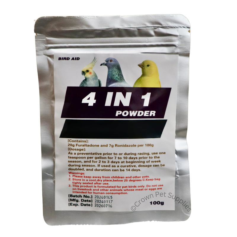 4 in 1 Powder for Pigeons, Canary, Finches, Parakeet, Cockatiels, Parrots, Cage Small Birds, and Aviary Birds - PawsPlanet Australia