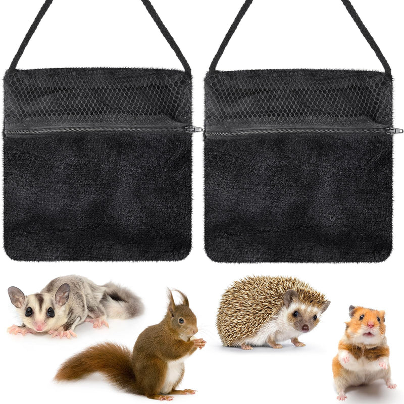 2 Pcs Sugar Glider Bonding Pouch Small Animal Outgoing Sleeping Bag Breathable Small Animal Carry Pouch with Shoulder Strap for Marmosets Squirrels Hamsters and Other Small Pets (Black) Black - PawsPlanet Australia