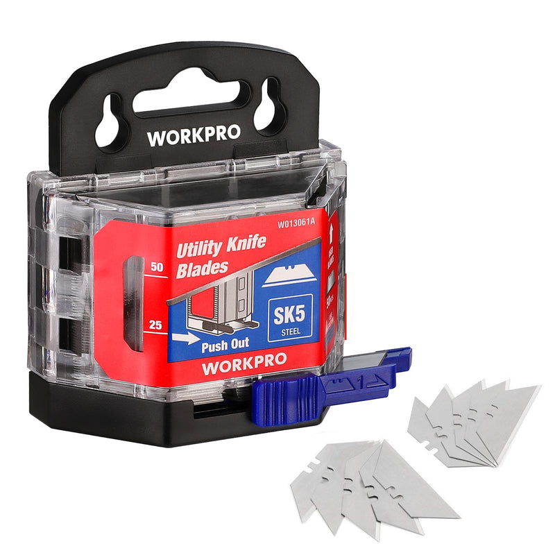 WORKPRO 50-Pack Utility Knife Blades with Dispenser, SK5 Steel Box Cutter, Standard Blades for Utility Knife Replacement 50 Pack - PawsPlanet Australia