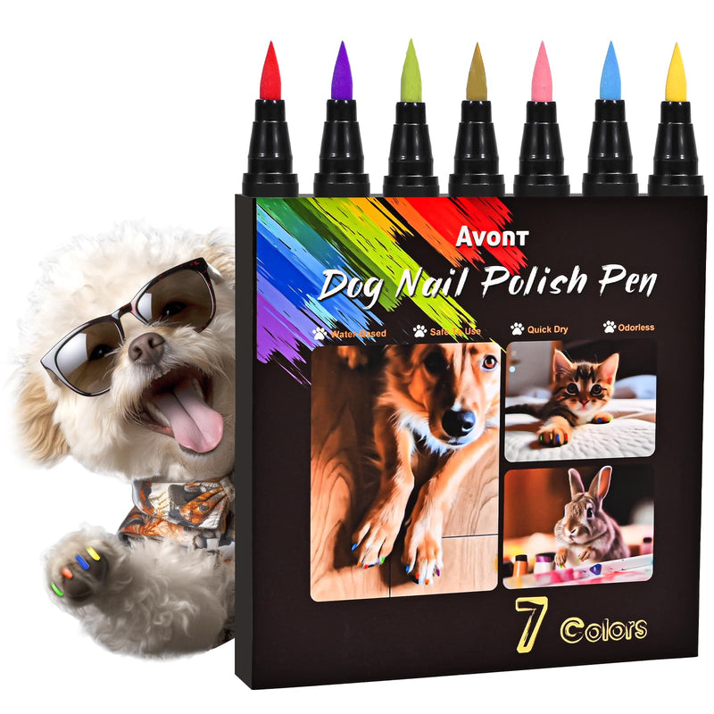 Avont Dog Nail Polish Pen, 7 Colors Dog Nail Polish Pens Quick Dry, Pet Care Pet Nail Polish for Dogs, Dog Safe Nail Polish for Doggie Doggy Puppy Piggy Cats Small Dogs -7 Colors - PawsPlanet Australia