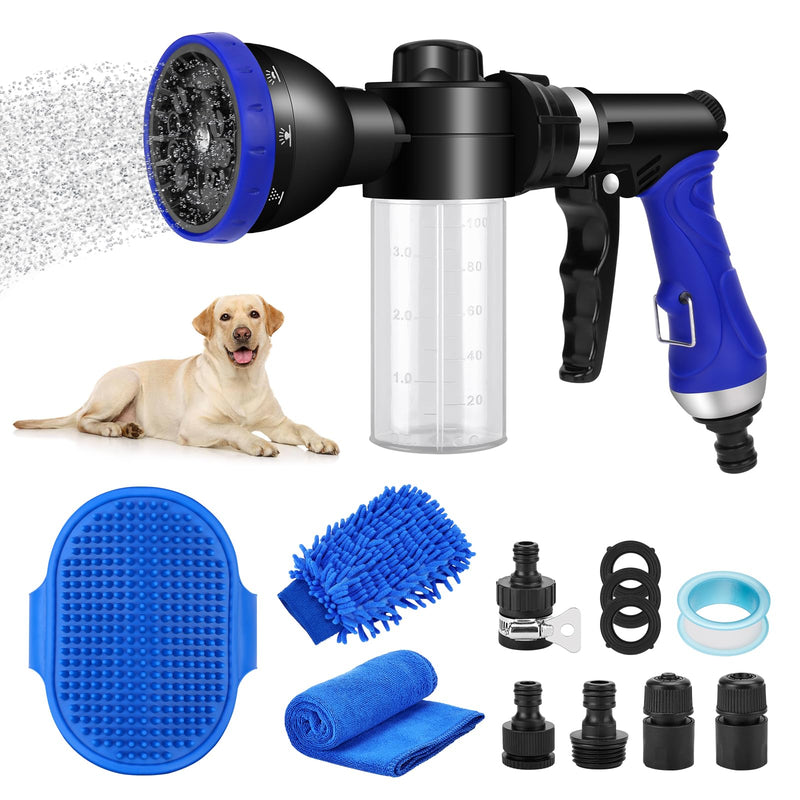 Pet Bathing Sprayer Kit,10 Spray Patterns, Adjustable Hose Wash Sprayer with 4 to 8 Bars Foam Blaster,Suitable for Pet Washing, Car Cleaning and Garden Use with 1/2” Quick Connector - PawsPlanet Australia