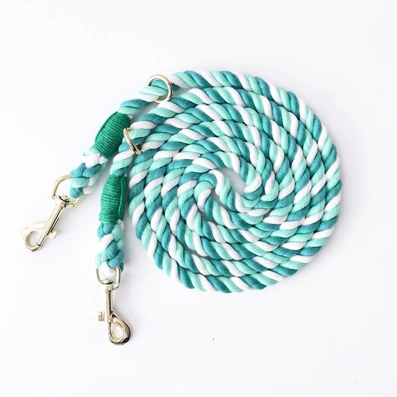 Multifunctional Rope Dog Leash 7.5 FT with Adjustable Double Swivel Hook Hands Free for Small Medium and Large Dogs Running Hiking Camping Walking (Green) Green - PawsPlanet Australia