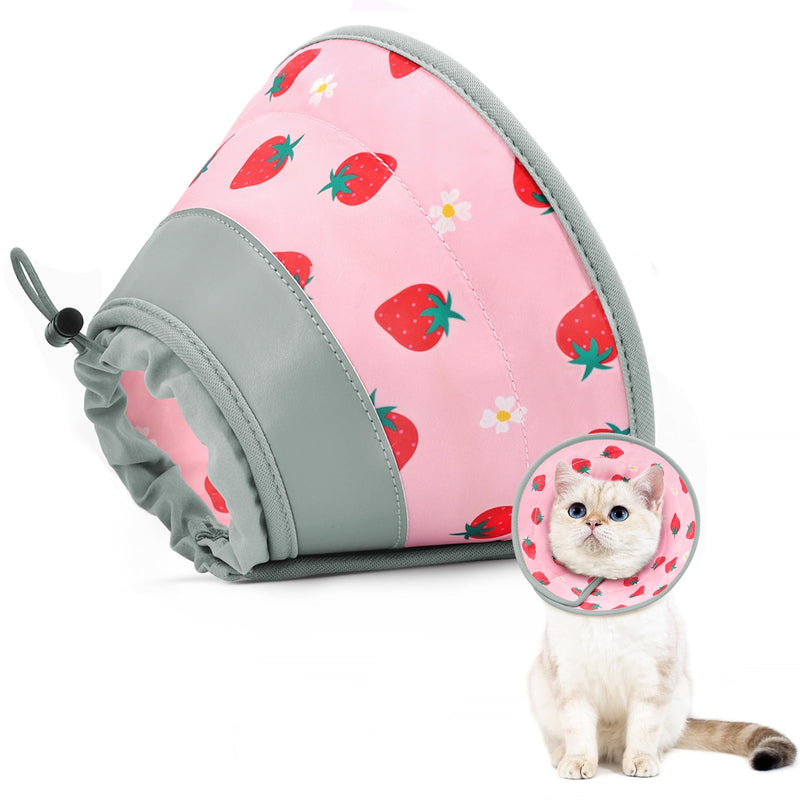 Cat Cone, Adjustable Cat Cone Collar Soft to Stop Licking, Foldable Cute Cat Cone Alternative, Water Resistant Neck Cone for Cats, Lightweight Cat Recovery E Collar for Cat Kitten（Pink，S-2 S(Neck Girth:5.5"-9.5") Pink - PawsPlanet Australia