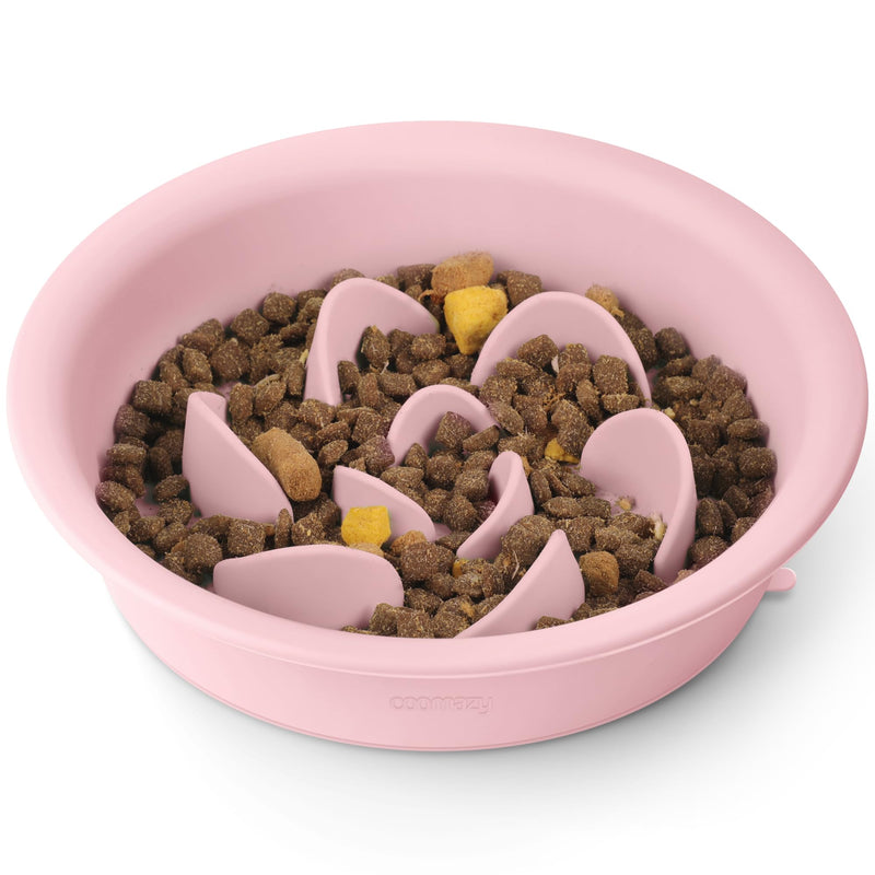 Coomazy Slow Feeder Cat Bowl Wed, Food Grade Silicone for Puppy Small Breed Dogs French Bulldogs Beagle Dachshund Schnauzer, Anti Choking, Protect Stomach, Pink - PawsPlanet Australia